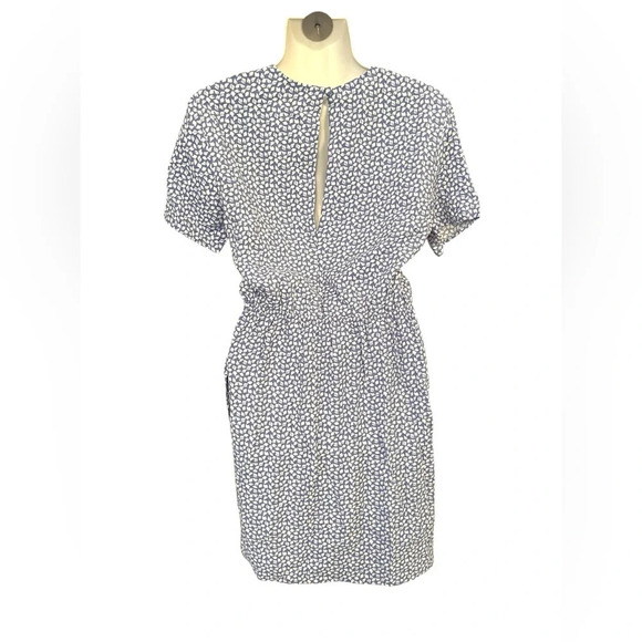 & OTHER STORIES Knot Detail Mini Dress Blue Small Leave Print Sz 2 - Picture 4 of 12